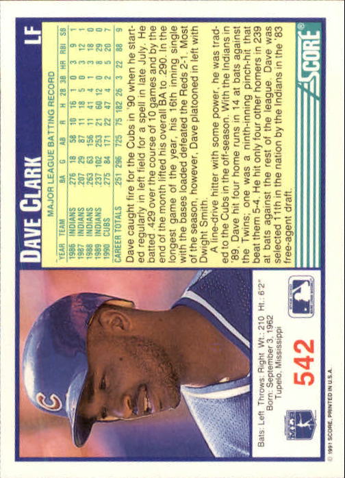 A6419- 1991 Score Baseball Cards 498-747 +Rookies -You Pick- 15+ FREE US SHIP - Picture 91 of 499