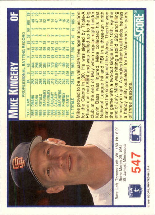 A6419- 1991 Score Baseball Cards 498-747 +Rookies -You Pick- 15+ FREE US SHIP - Picture 101 of 499