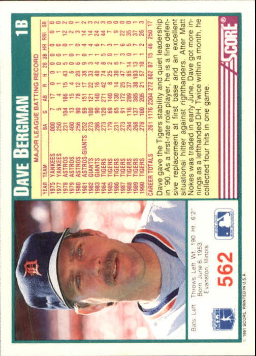 A6419- 1991 Score Baseball Cards 498-747 +Rookies -You Pick- 15+ FREE US SHIP - Picture 131 of 499