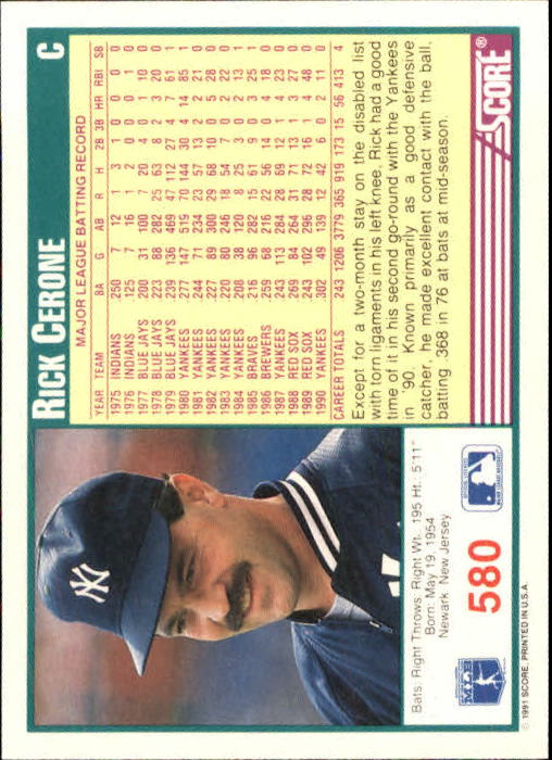 A6419- 1991 Score Baseball Cards 498-747 +Rookies -You Pick- 15+ FREE US SHIP - Picture 167 of 499