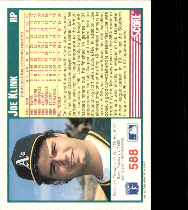 A6419- 1991 Score Baseball Cards 498-747 +Rookies -You Pick- 15+ FREE US SHIP - Picture 183 of 499