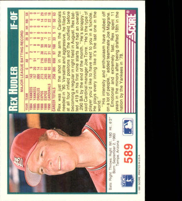 A6419- 1991 Score Baseball Cards 498-747 +Rookies -You Pick- 15+ FREE US SHIP - Picture 185 of 499
