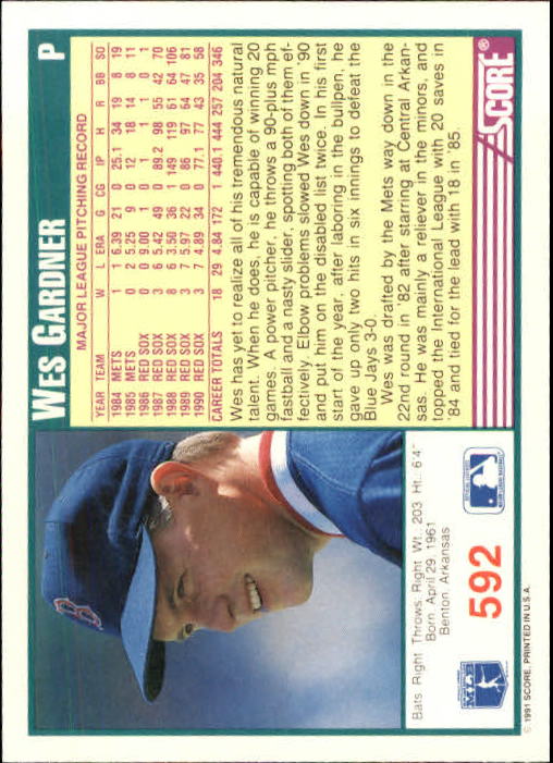 A6419- 1991 Score Baseball Cards 498-747 +Rookies -You Pick- 15+ FREE US SHIP - Picture 191 of 499
