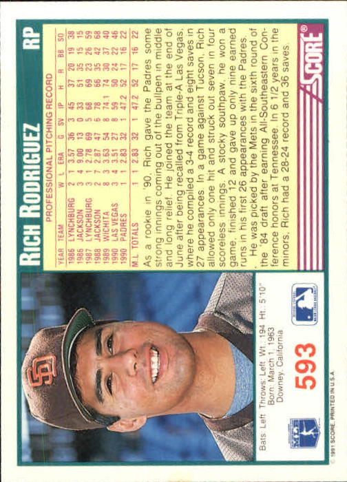 A6419- 1991 Score Baseball Cards 498-747 +Rookies -You Pick- 15+ FREE US SHIP - Picture 193 of 499