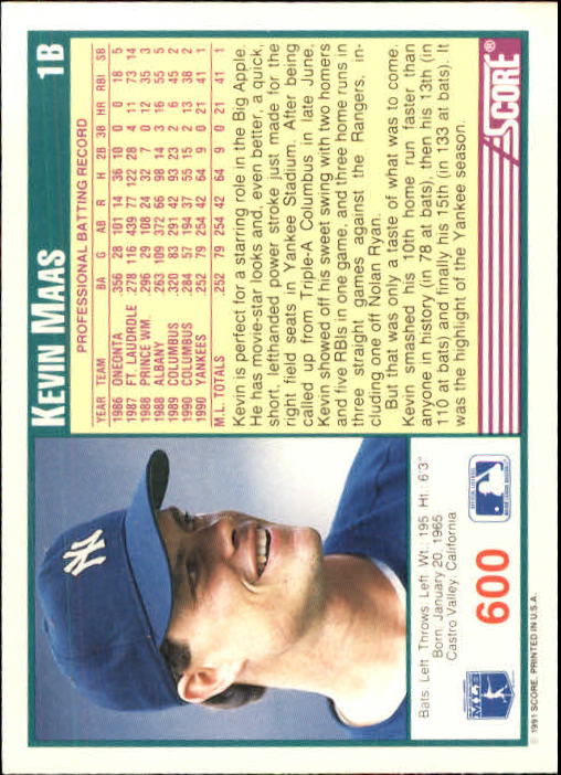 A6419- 1991 Score Baseball Cards 498-747 +Rookies -You Pick- 15+ FREE US SHIP - Picture 207 of 499