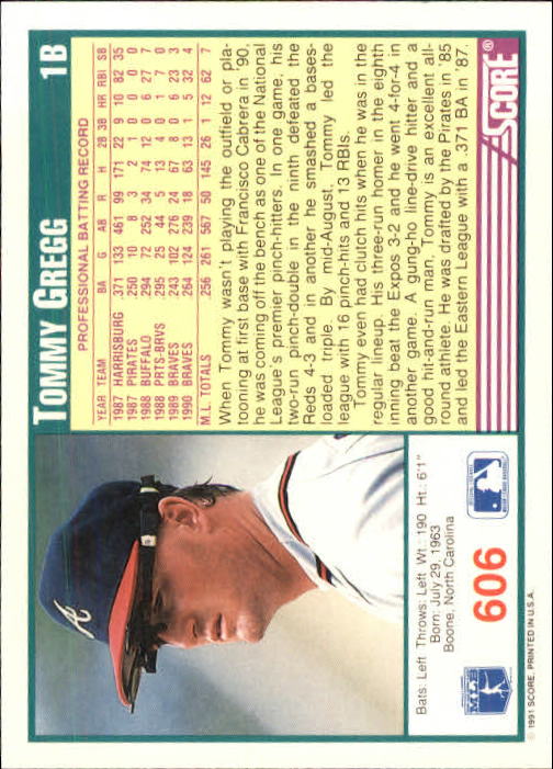 A6419- 1991 Score Baseball Cards 498-747 +Rookies -You Pick- 15+ FREE US SHIP - Picture 219 of 499
