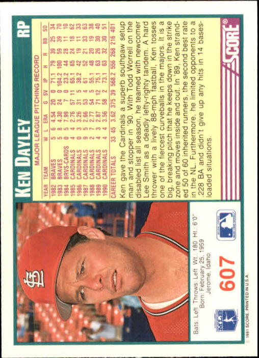 A6419- 1991 Score Baseball Cards 498-747 +Rookies -You Pick- 15+ FREE US SHIP - Picture 221 of 499