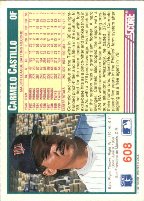 A6419- 1991 Score Baseball Cards 498-747 +Rookies -You Pick- 15+ FREE US SHIP - Picture 223 of 499