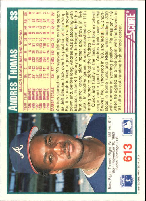 A6419- 1991 Score Baseball Cards 498-747 +Rookies -You Pick- 15+ FREE US SHIP - Picture 233 of 499