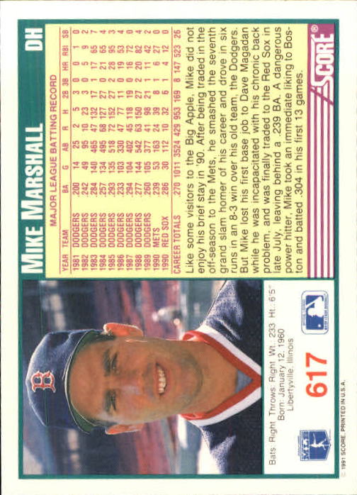A6419- 1991 Score Baseball Cards 498-747 +Rookies -You Pick- 15+ FREE US SHIP - Picture 241 of 499