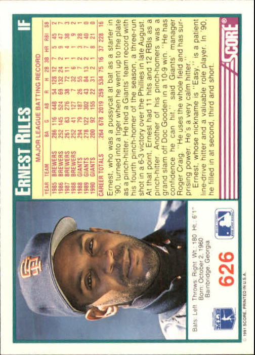 A6419- 1991 Score Baseball Cards 498-747 +Rookies -You Pick- 15+ FREE US SHIP - Picture 259 of 499