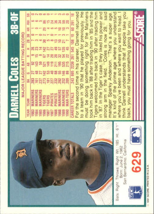 A6419- 1991 Score Baseball Cards 498-747 +Rookies -You Pick- 15+ FREE US SHIP - Picture 265 of 499