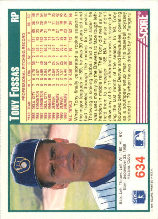 A6419- 1991 Score Baseball Cards 498-747 +Rookies -You Pick- 15+ FREE US SHIP - Picture 275 of 499