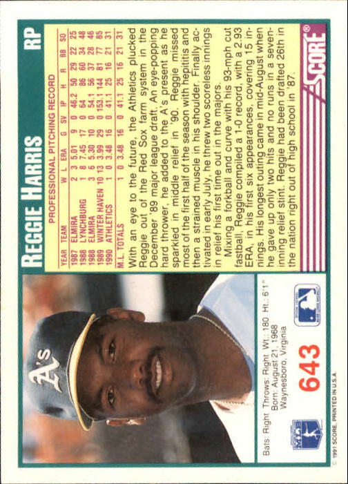 A6419- 1991 Score Baseball Cards 498-747 +Rookies -You Pick- 15+ FREE US SHIP - Picture 293 of 499