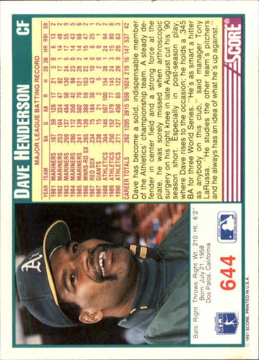 A6419- 1991 Score Baseball Cards 498-747 +Rookies -You Pick- 15+ FREE US SHIP - Picture 295 of 499