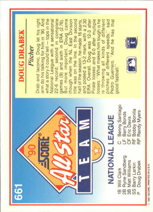 A6419- 1991 Score Baseball Cards 498-747 +Rookies -You Pick- 15+ FREE US SHIP - Picture 329 of 499