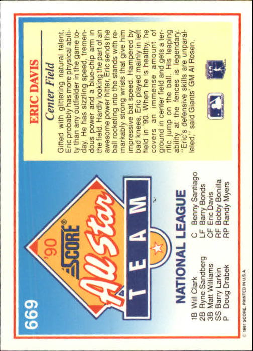 A6419- 1991 Score Baseball Cards 498-747 +Rookies -You Pick- 15+ FREE US SHIP - Picture 345 of 499