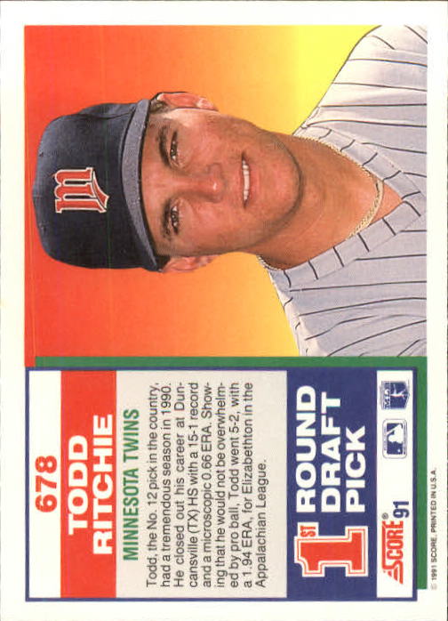 A6419- 1991 Score Baseball Cards 498-747 +Rookies -You Pick- 15+ FREE US SHIP - Picture 363 of 499