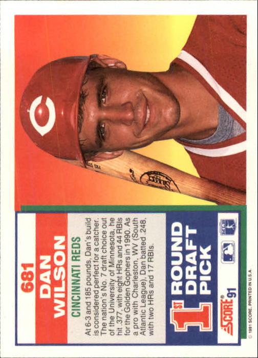 1991 Score #681 Dan Wilson RC back image