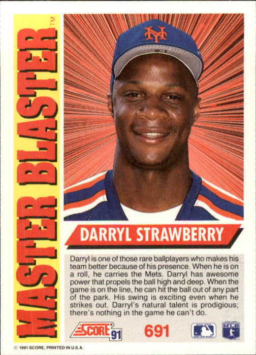 1991 Score #691 Darryl Strawberry MB back image