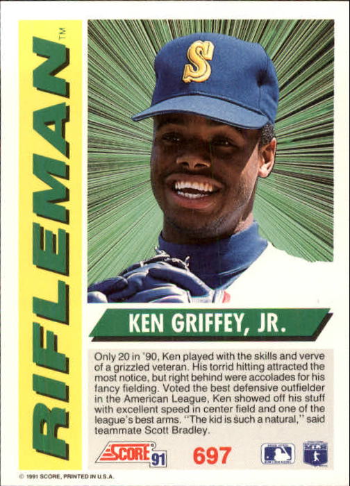 1991 Score #697 Ken Griffey Jr. RF back image