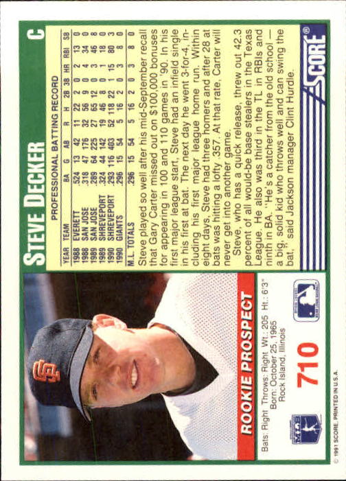 A6419- 1991 Score Baseball Cards 498-747 +Rookies -You Pick- 15+ FREE US SHIP - Picture 425 of 499
