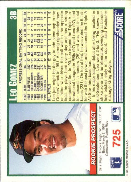 A6419- 1991 Score Baseball Cards 498-747 +Rookies -You Pick- 15+ FREE US SHIP - Picture 455 of 499
