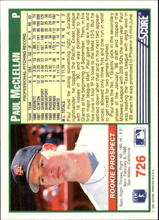 A6419- 1991 Score Baseball Cards 498-747 +Rookies -You Pick- 15+ FREE US SHIP - Picture 457 of 499