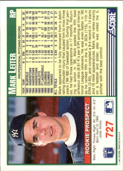 A6419- 1991 Score Baseball Cards 498-747 +Rookies -You Pick- 15+ FREE US SHIP - Picture 459 of 499