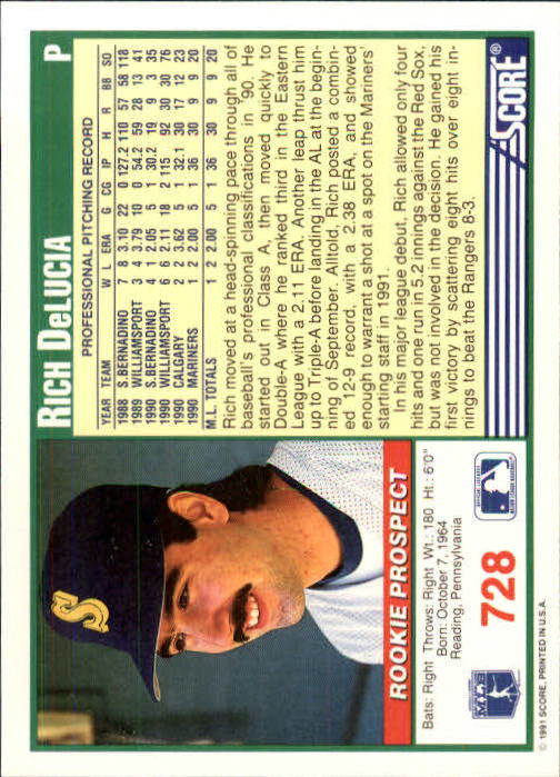 A6419- 1991 Score Baseball Cards 498-747 +Rookies -You Pick- 15+ FREE US SHIP - Picture 461 of 499