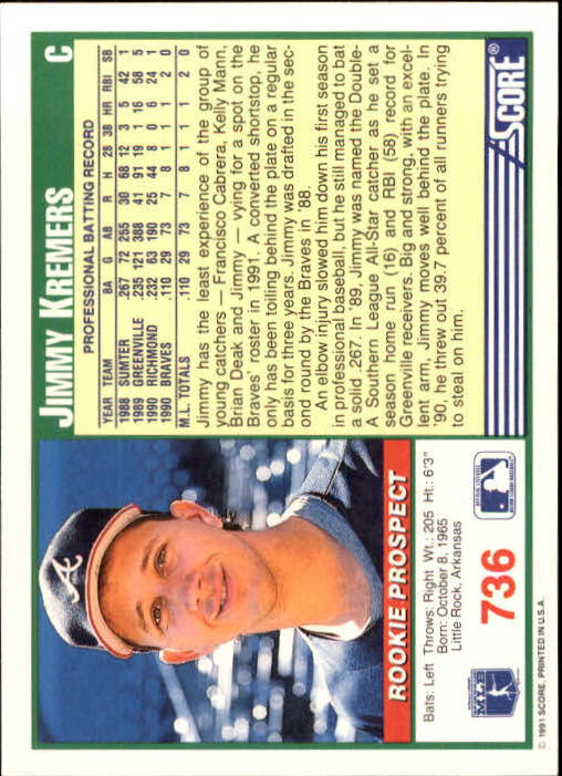 A6419- 1991 Score Baseball Cards 498-747 +Rookies -You Pick- 15+ FREE US SHIP - Picture 477 of 499