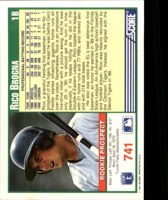 A6419- 1991 Score Baseball Cards 498-747 +Rookies -You Pick- 15+ FREE US SHIP - Picture 487 of 499
