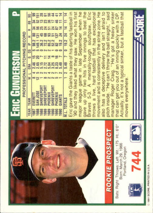 A6419- 1991 Score Baseball Cards 498-747 +Rookies -You Pick- 15+ FREE US SHIP - Picture 493 of 499