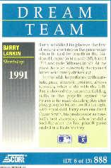 1991 Score #888 Barry Larkin DT back image