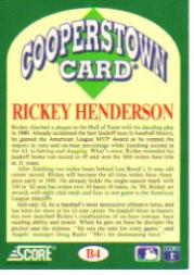 1991 Score Cooperstown #B4 Rickey Henderson back image