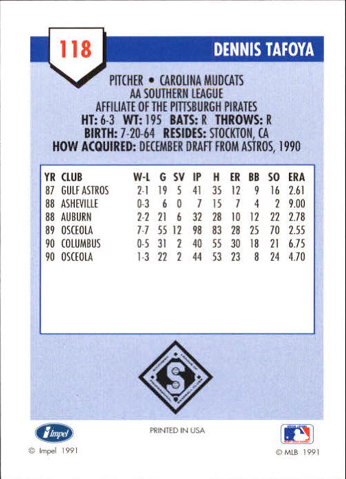 B4070- 1991 Line Drive AA Baseball Card #s 1-250 -You Pick- 15+ FREE US SHIP - Picture 209 of 441