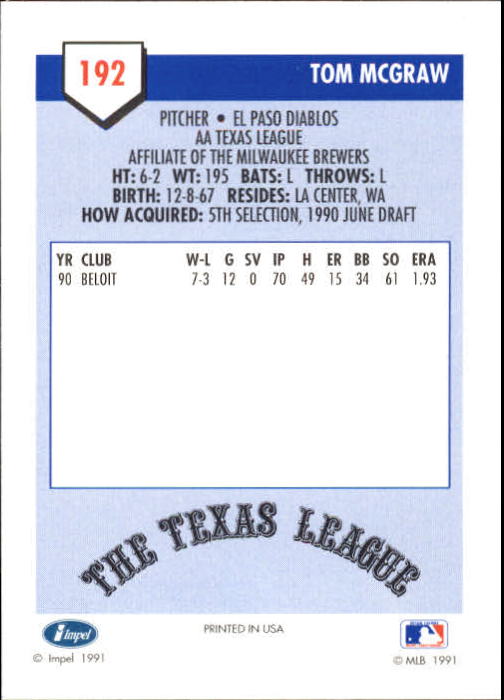 B4070- 1991 Line Drive AA Baseball Card #s 1-250 -You Pick- 15+ FREE US SHIP - Picture 335 of 441