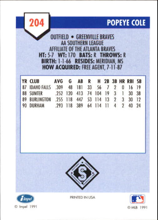 B4070- 1991 Line Drive AA Baseball Card #s 1-250 -You Pick- 15+ FREE US SHIP - Picture 357 of 441