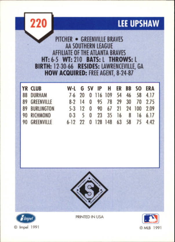 B4070- 1991 Line Drive AA Baseball Card #s 1-250 -You Pick- 15+ FREE US SHIP - Picture 385 of 441
