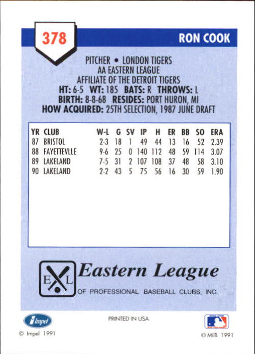 B4070- 1991 Line Drive AA Baseball Card #s 251-500 -You Pick- 15+ FREE US SHIP - Picture 233 of 469