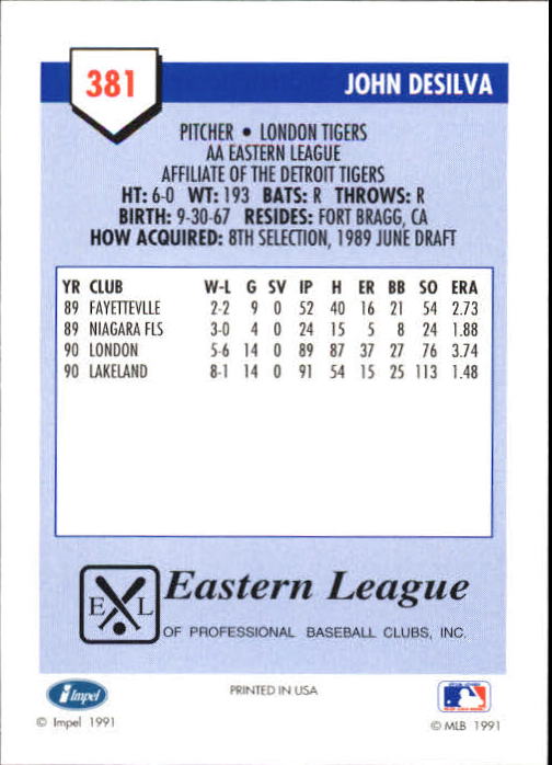 B4070- 1991 Line Drive AA Baseball Card #s 251-500 -You Pick- 15+ FREE US SHIP - Picture 239 of 469