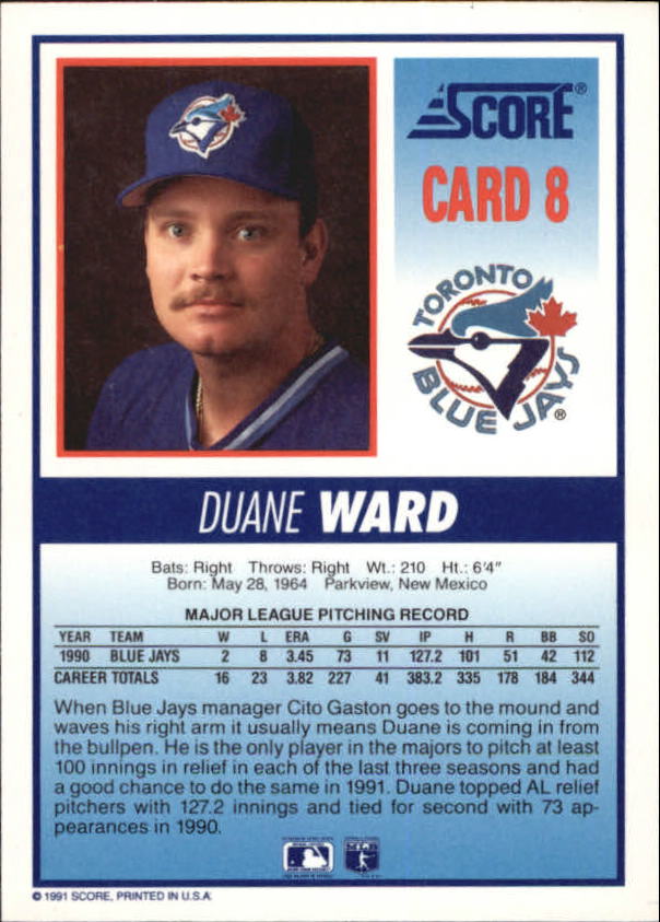 Tarjeta de béisbol B6008- 1991 Blue Jays Score #s 1-40 -Tú eliges- 15+ ENVÍO GRATUITO A EE. UU. - Imagen 9 de 67