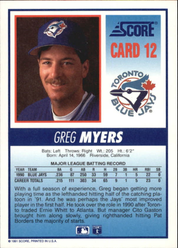 Tarjeta de béisbol B6008- 1991 Blue Jays Score #s 1-40 -Tú eliges- 15+ ENVÍO GRATUITO A EE. UU. - Imagen 17 de 67