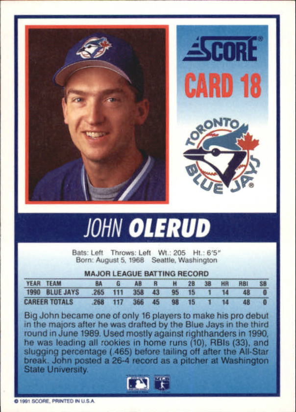 Tarjeta de béisbol B6008- 1991 Blue Jays Score #s 1-40 -Tú eliges- 15+ ENVÍO GRATUITO A EE. UU. - Imagen 27 de 67