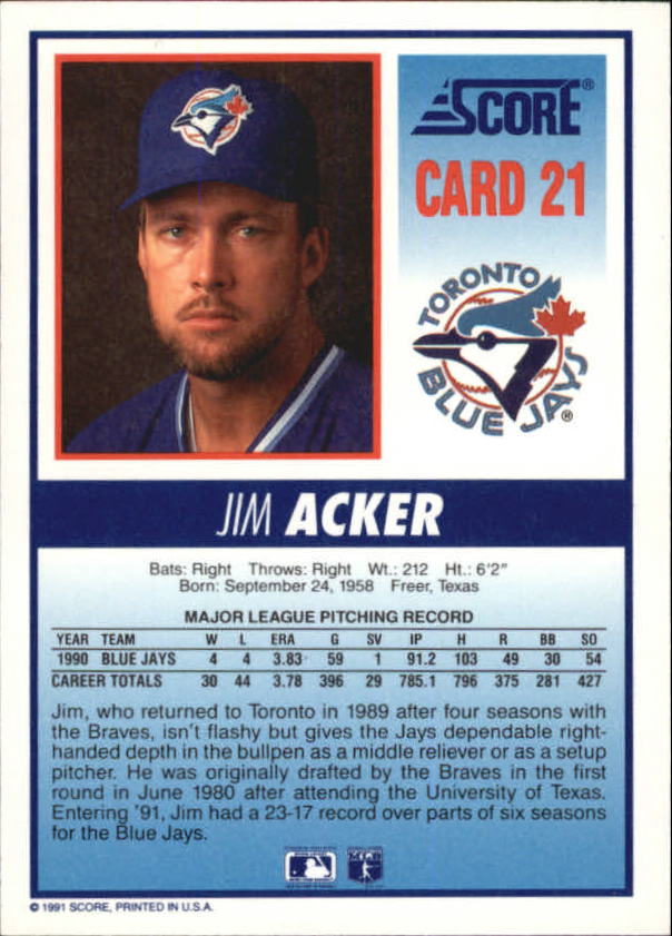 Tarjeta de béisbol B6008- 1991 Blue Jays Score #s 1-40 -Tú eliges- 15+ ENVÍO GRATUITO A EE. UU. - Imagen 33 de 67