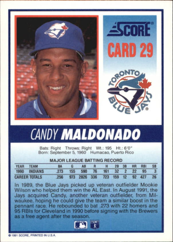 Tarjeta de béisbol B6008- 1991 Blue Jays Score #s 1-40 -Tú eliges- 15+ ENVÍO GRATUITO A EE. UU. - Imagen 49 de 67