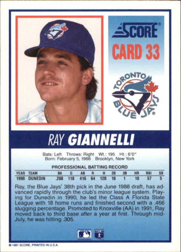 Tarjeta de béisbol B6008- 1991 Blue Jays Score #s 1-40 -Tú eliges- 15+ ENVÍO GRATUITO A EE. UU. - Imagen 55 de 67