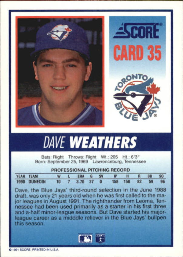 Tarjeta de béisbol B6008- 1991 Blue Jays Score #s 1-40 -Tú eliges- 15+ ENVÍO GRATUITO A EE. UU. - Imagen 59 de 67