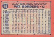 1991 Topps #49B Pat Borders COR/0 steals at/Kinston in '86 back image