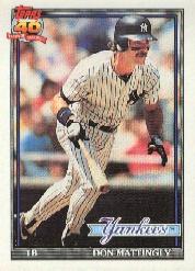 1991 Topps #100A Don Mattingly ERR/10 hits in 1990